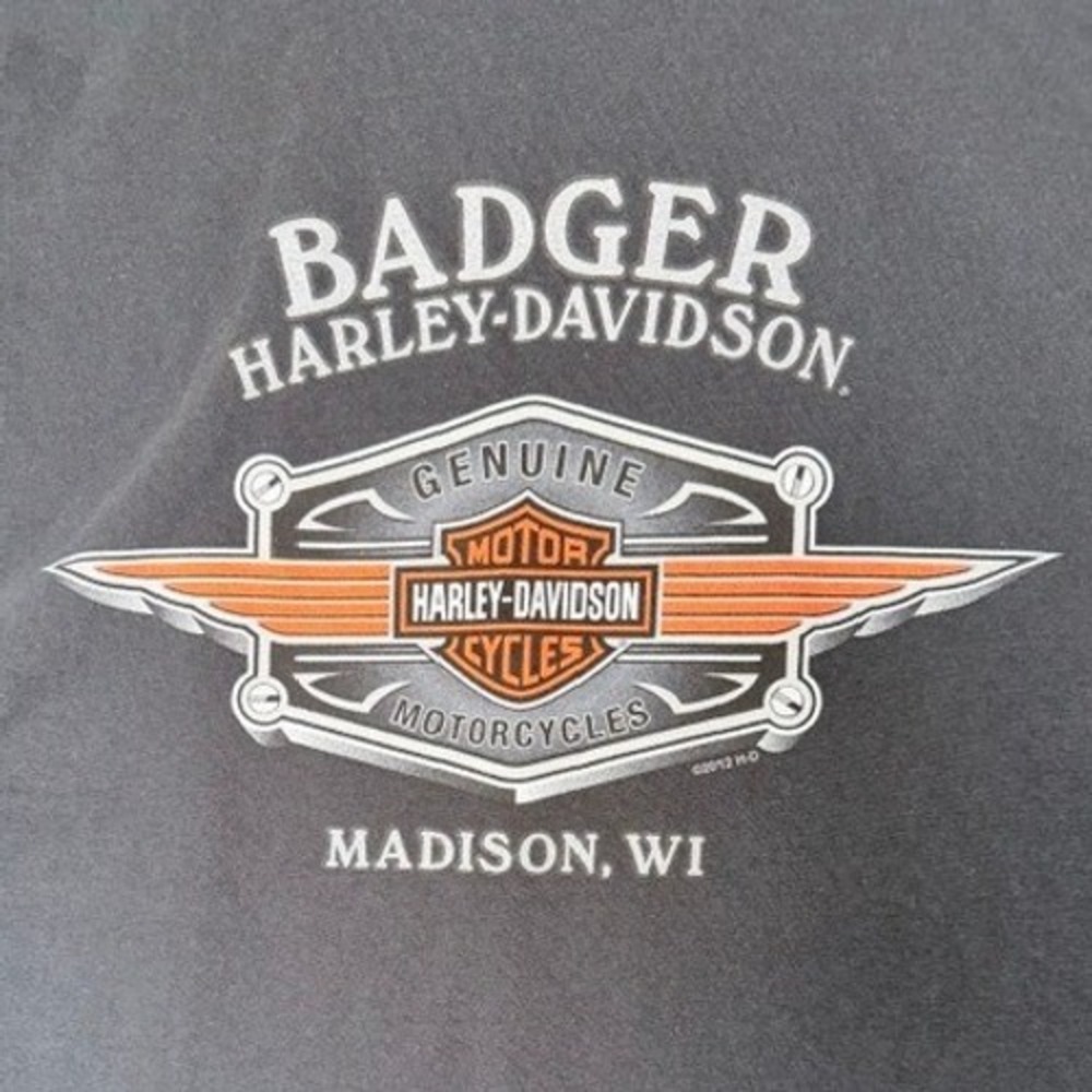 Harley Davidson Badger Madison WI Flame Graphic T Shirt Black 2XL